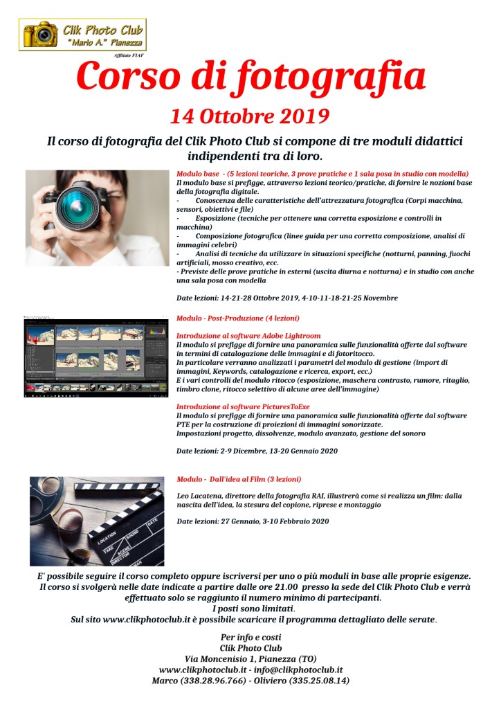 Corso foto 3 moduli 2019-2020